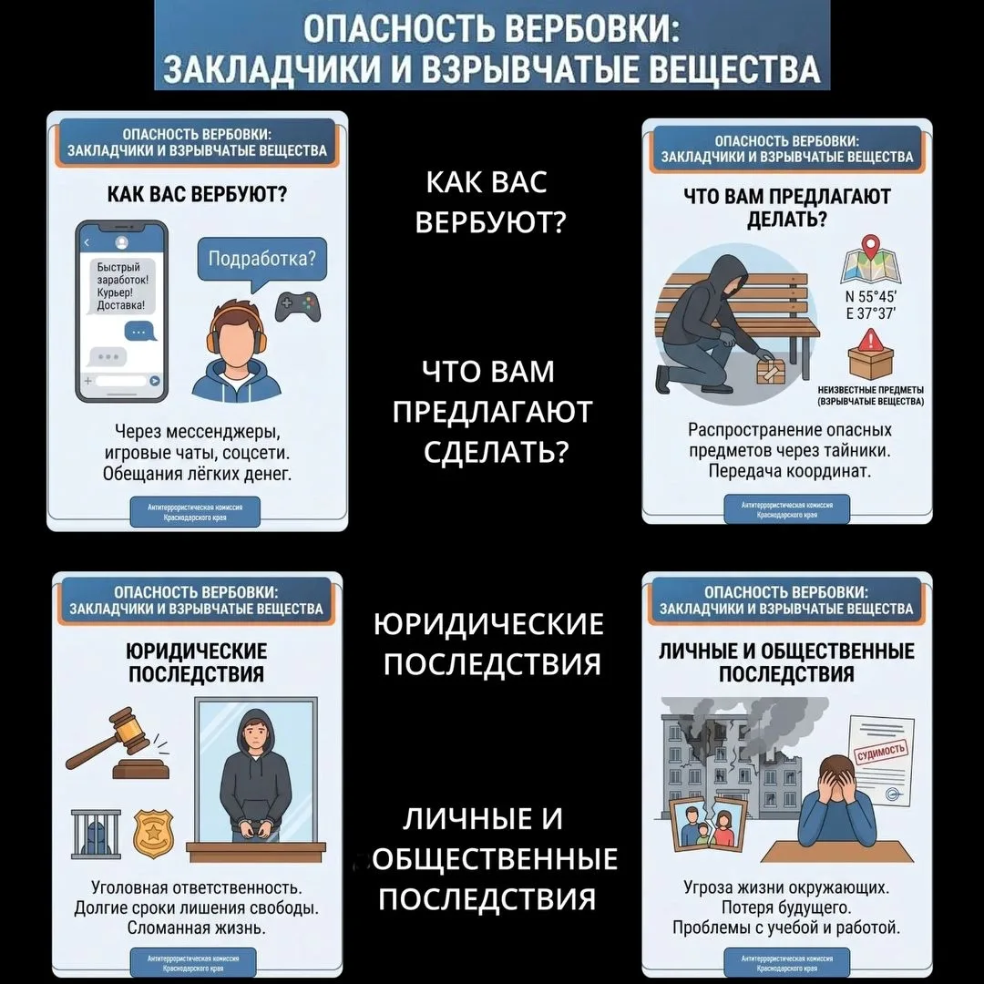 ОПАСНОСТЬ ВЕРБОВКИ: Закладчики и взрывчатые вещества.
