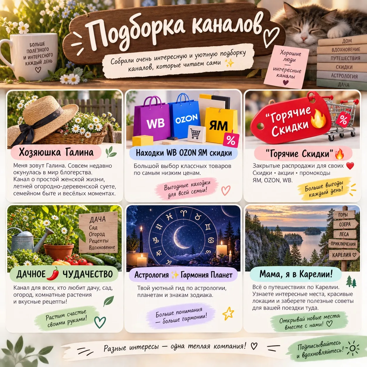 Собрали очень интересную и уютную подборку каналов, которые читаем сами ✨