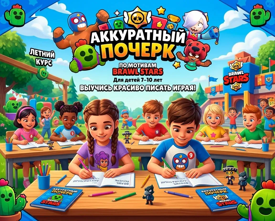 🔥 Хотите, чтобы почерк вашего ребёнка 7–10 лет стал ровным и аккуратным? Приглашаем на курс «Brawl 
