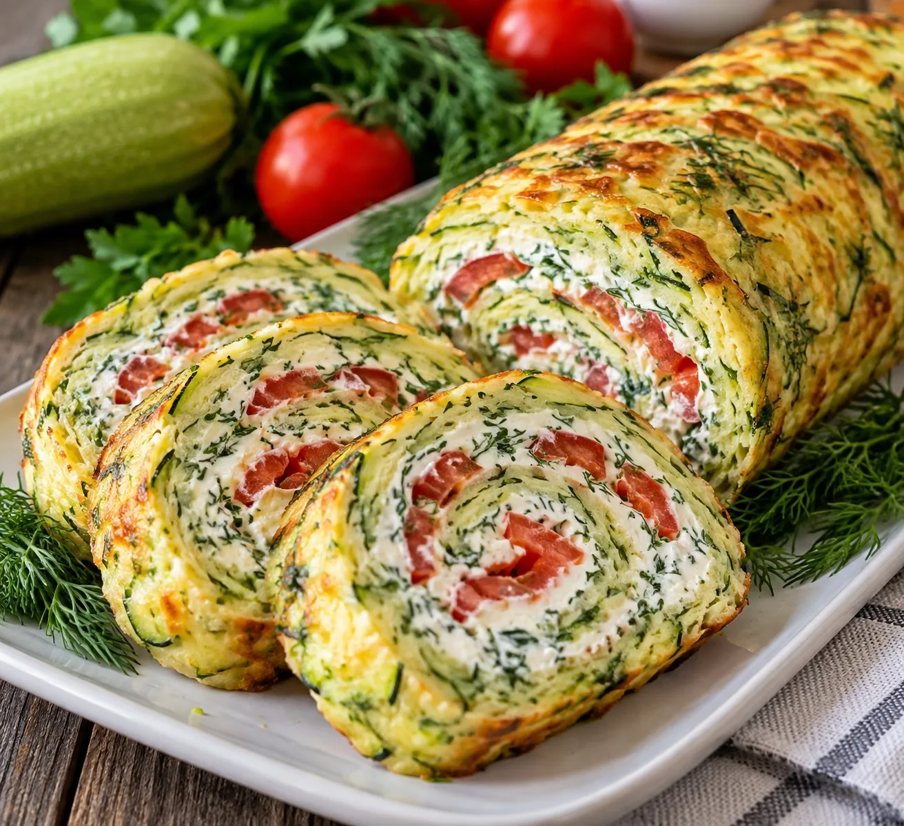 🥒 КАБАЧКОВЫЙ РУЛЕТ С НЕЖНОЙ СЫРНОЙ НАЧИНКОЙ