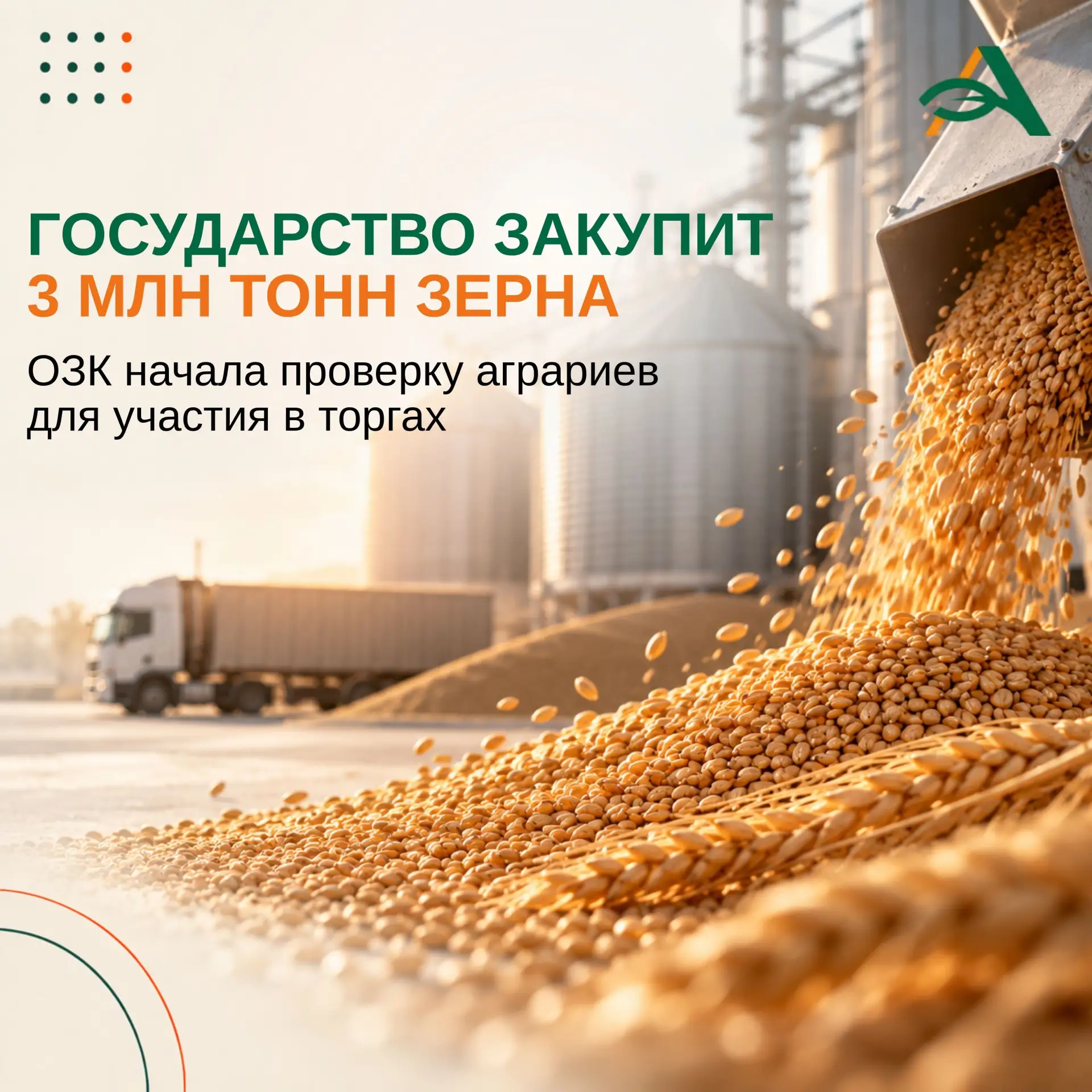 🌾 Объявлено о сборе заявок аграриев для продажи зерна в ходе интервенций