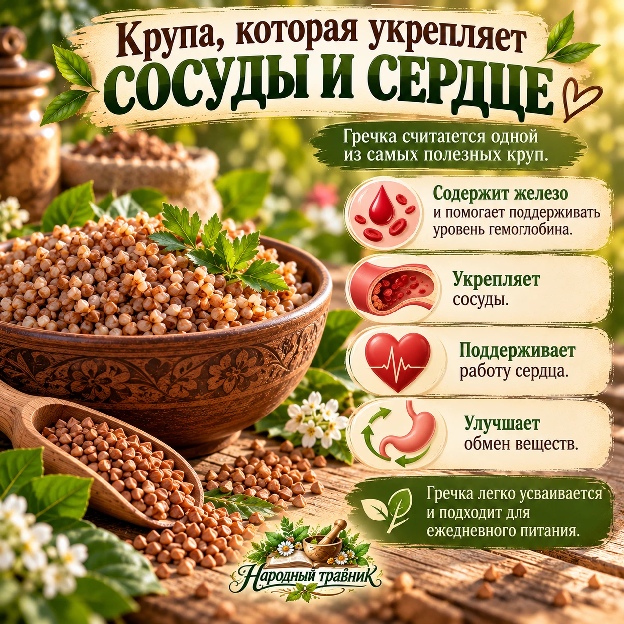 🌿 Крупа, которая укрепляет сосуды и сердце