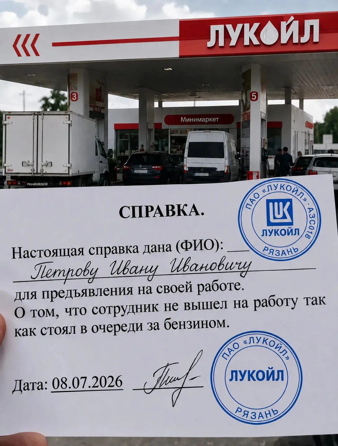 Посмотрите какие замечательные справки выдают наши заправки, неудивительно, что на них ...