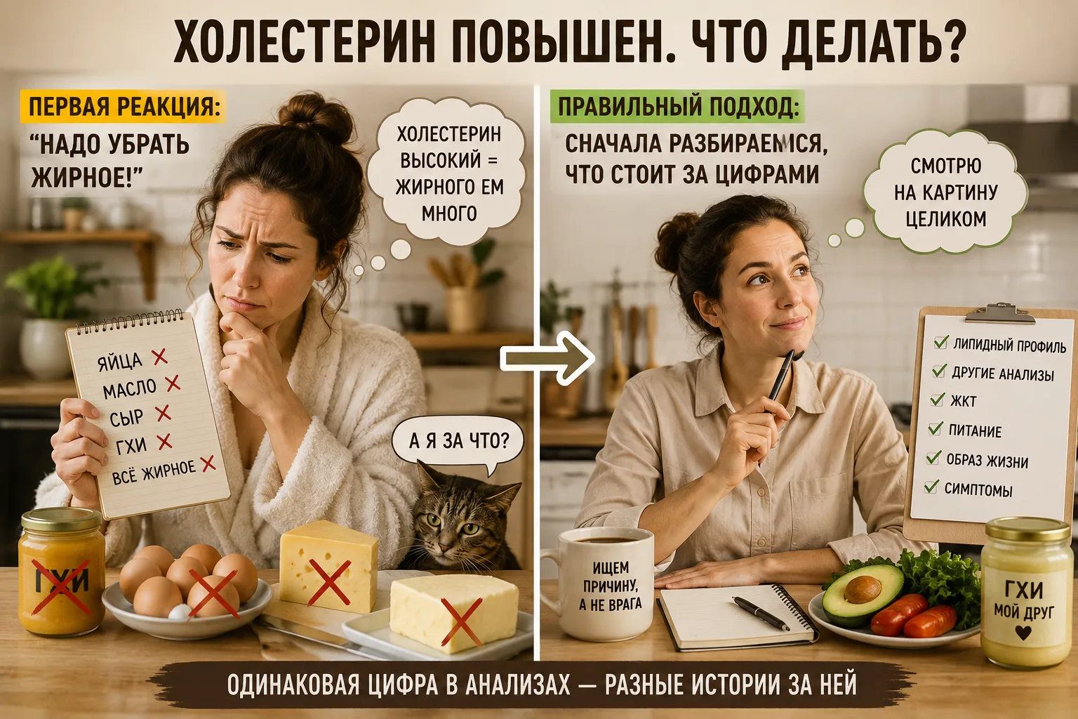 Если холестерин повышен, вопрос «что убрать из еды?» я бы задавала далеко не первым.
