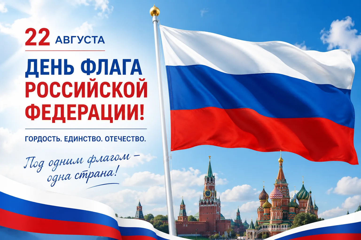 🇷🇺 22 августа — День Государственного флага Российской Федерации!