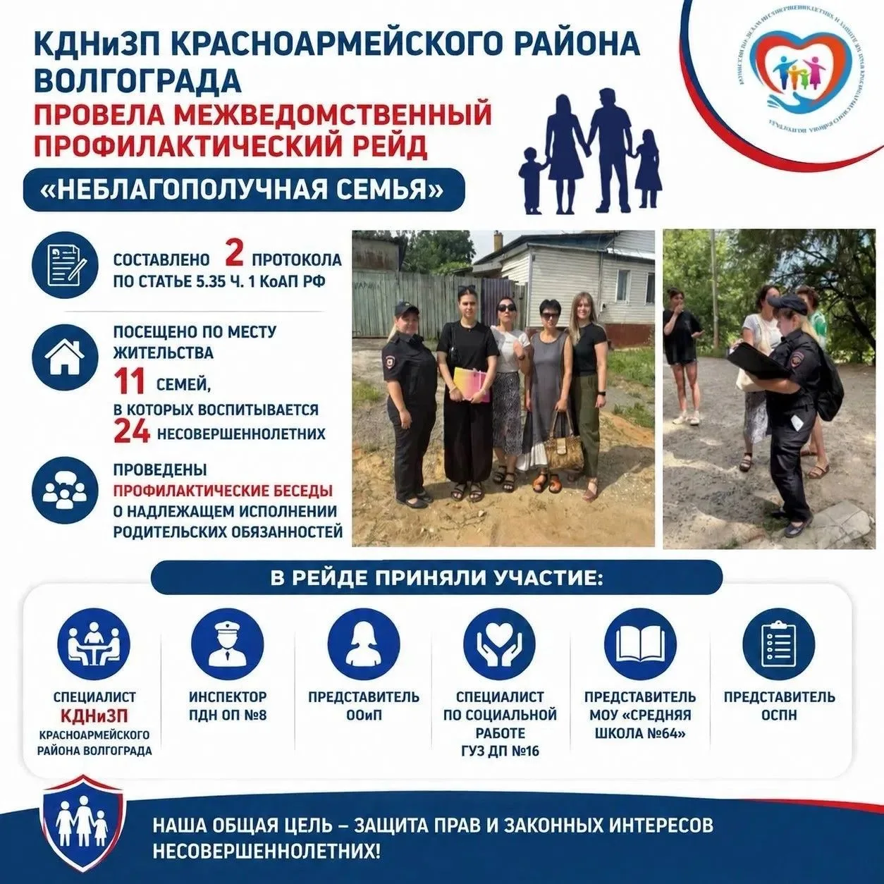 Комиссия по делам несовершеннолетних и защите их прав Красноармейского района Волгограда продолжает 
