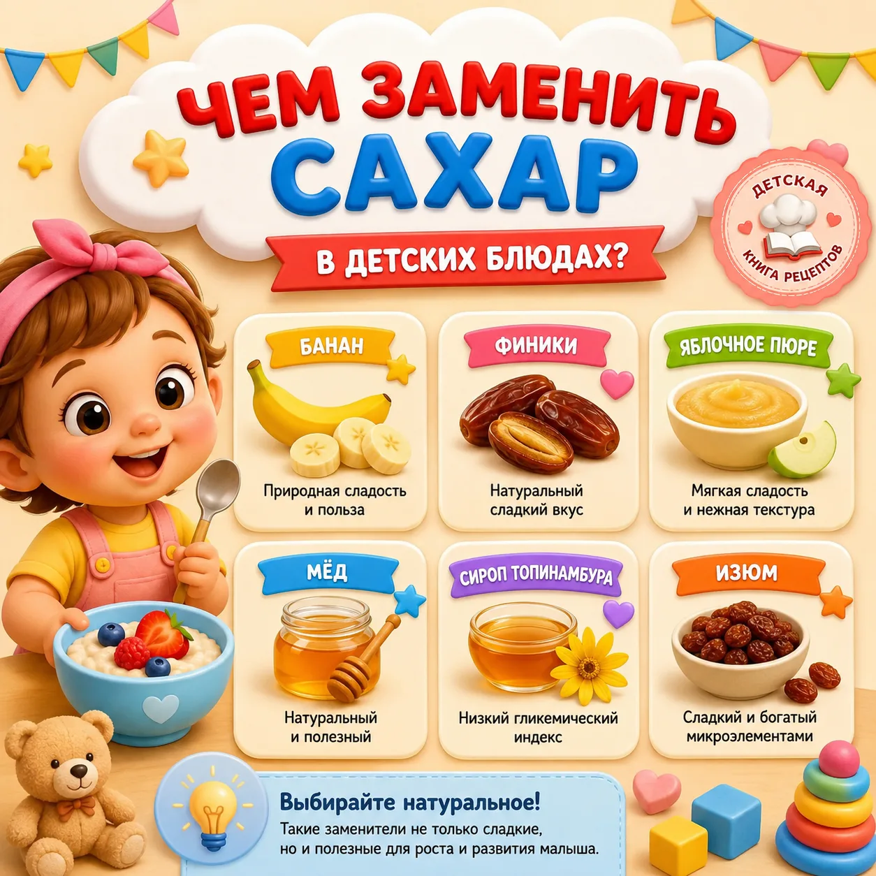 🍌 ЧЕМ ЗАМЕНИТЬ САХАР В ДЕТСКИХ БЛЮДАХ?