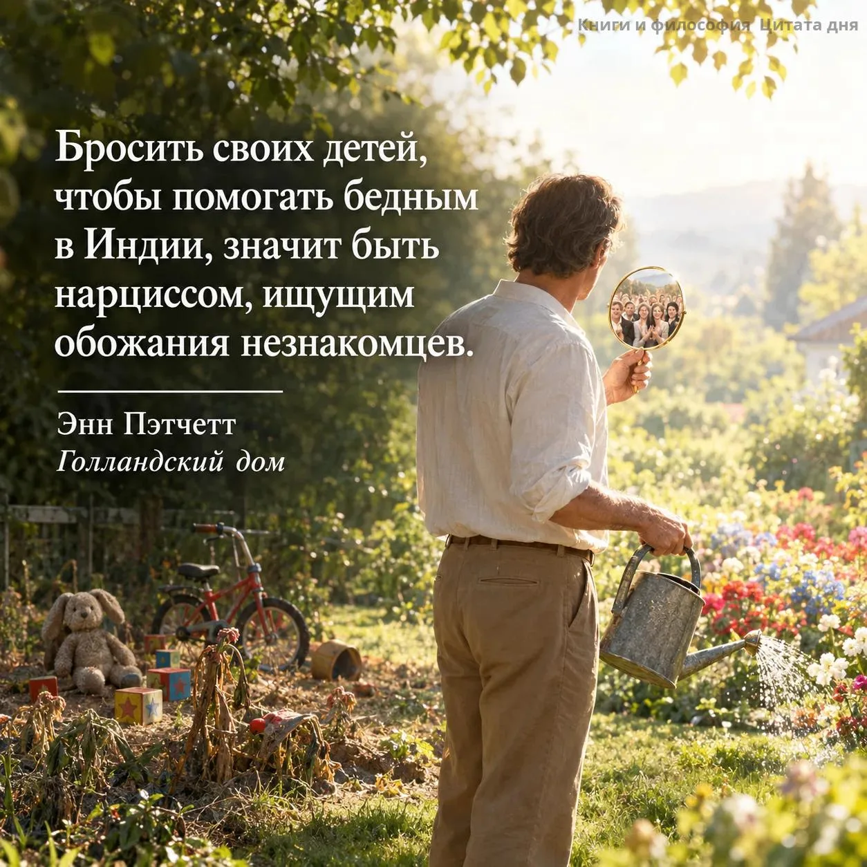 Помогать далёким бедным, забывая своих детей, — это как поливать чужие клумбы, пока соб...