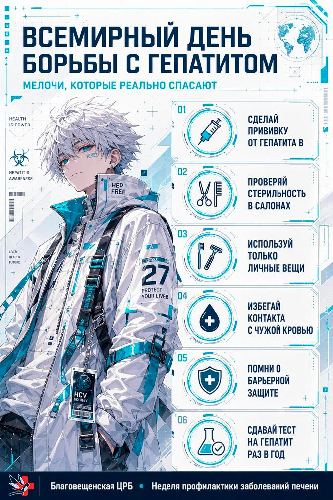 🌐 Сегодня — Всемирный день борьбы с гепатитом.

🦠 Гепатит — коварное заболевание печени, которое г