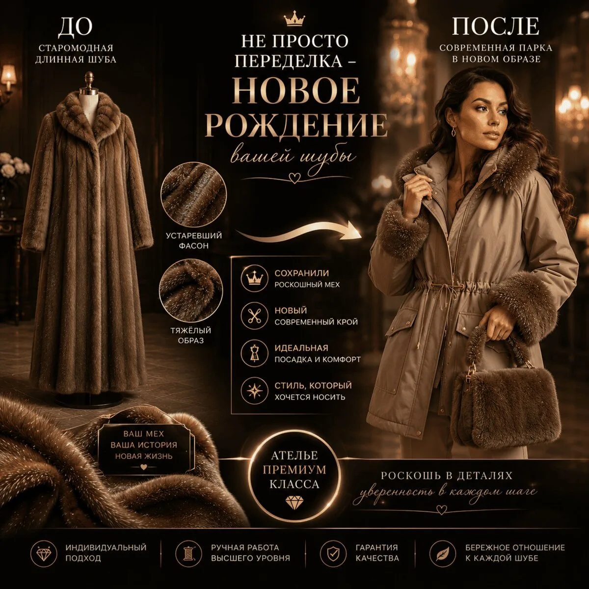 Фабричный перешив старых шуб на модный фасон!