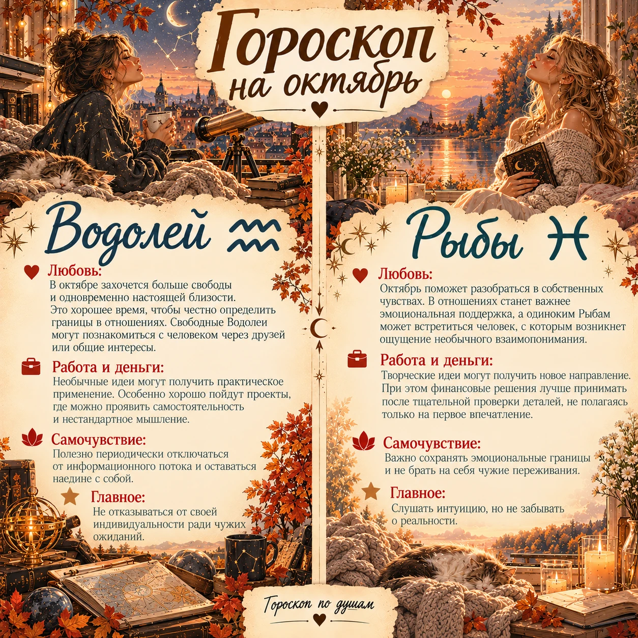 Гороскоп на весь октябрь для всех знаков зодиака. Пригодится! 😉