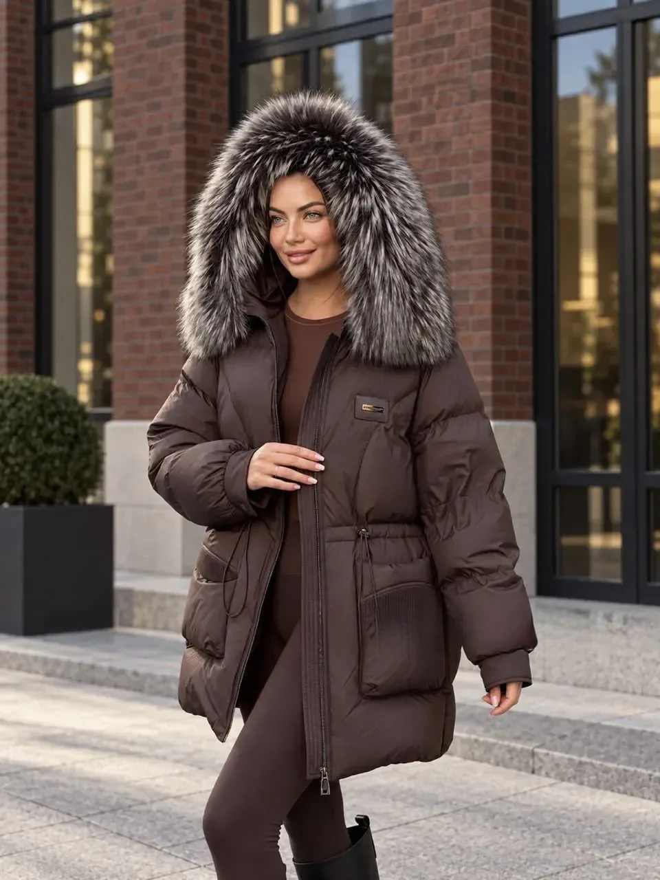 ✅НОВИНКИ зима,мех финская лиса отстегивается,длина 80 см,46-54/33500₽ #пуховики женские...