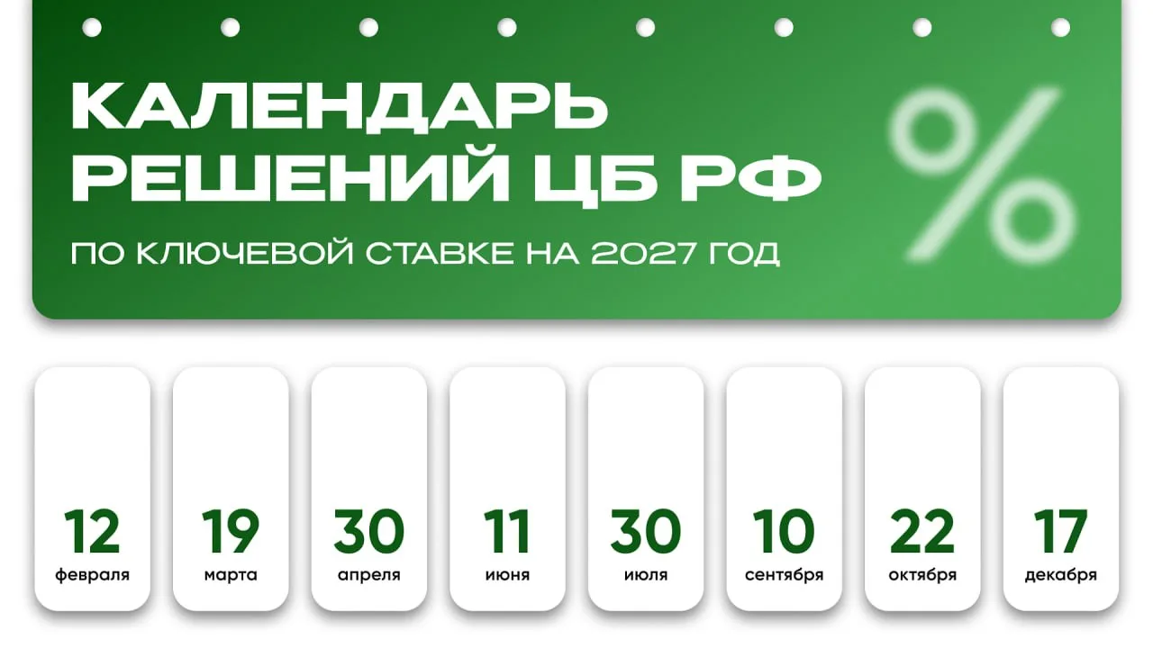 ЦБ опубликовал расписание заседаний по ставке в 2027 году