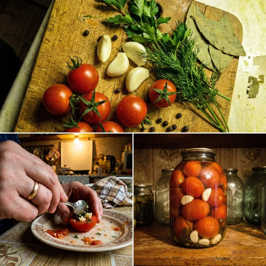 🍅 ПОМИДОРЫ ФАРШИРОВАННЫЕ ЧЕСНОКОМ

Целые помидоры с чесночной начинкой в пряном маринаде. Получаетс