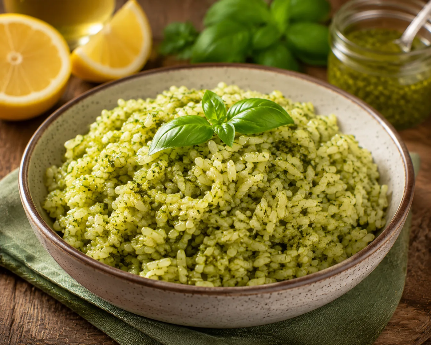 🍋 Рис с песто и лимоном — ароматный гарнир, который хочется повторять 🌿🍚
