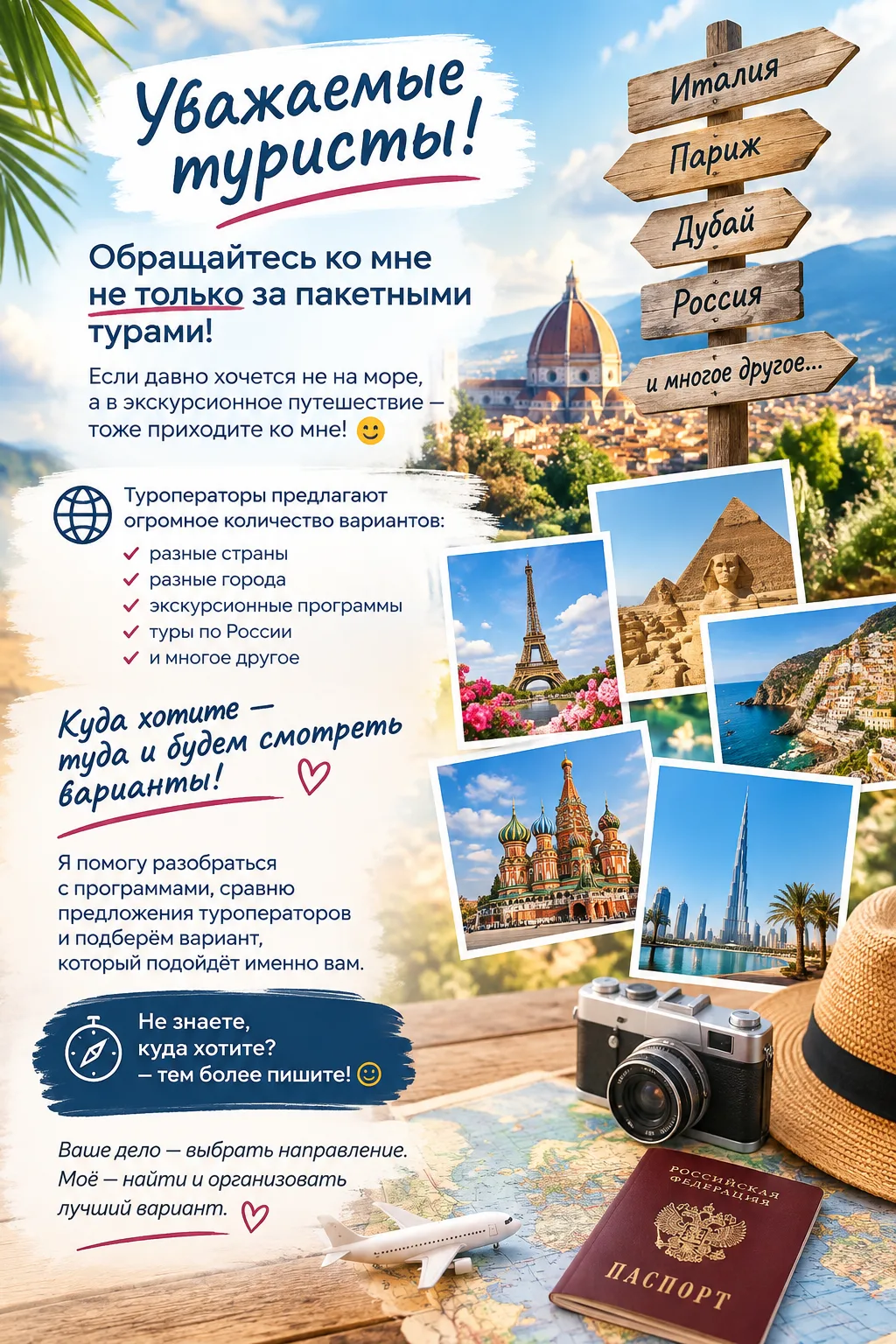 ✈️ Уважаемые туристы, обращайтесь ко мне не только за пакетными турами!