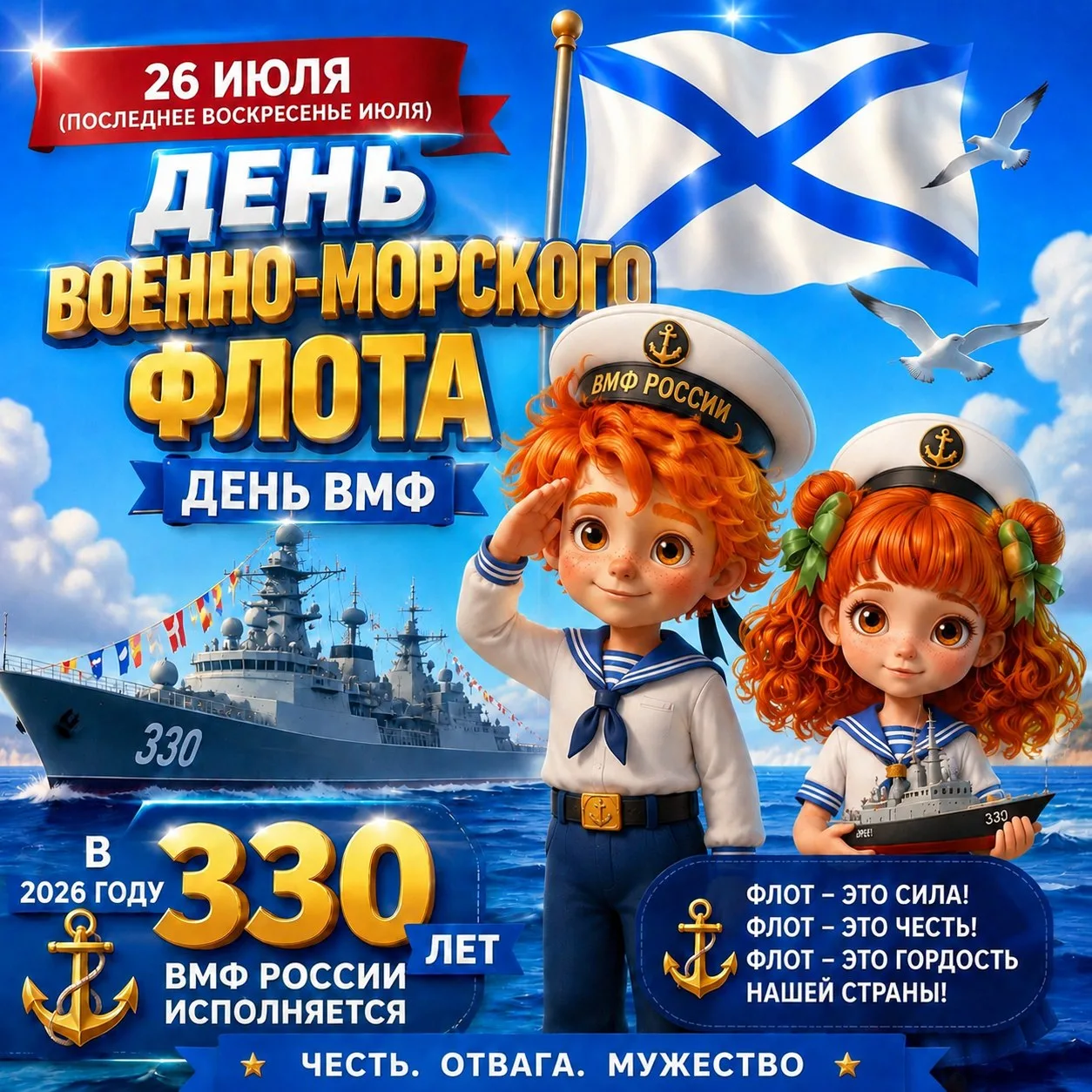🌊 330 лет на страже морских рубежей! Сегодня День Военно-Морского Флота России! 🇷🇺⚓️

Дорогие род