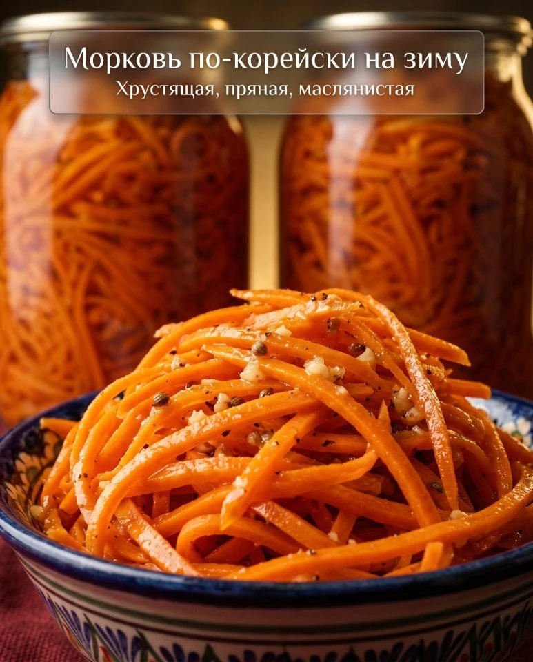 🥕 Морковь по-корейски на зиму
Сочная, хрустящая и невероятно ароматная Пряная закуска со вкусом чес