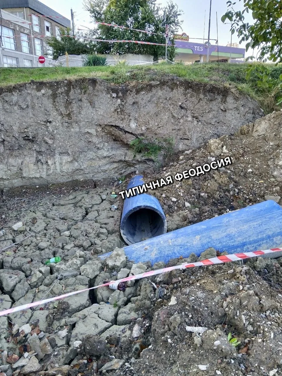 На перекрестке улиц Челнокова и Володарского, возле заправки ТЭС, в трубе застряла соба...