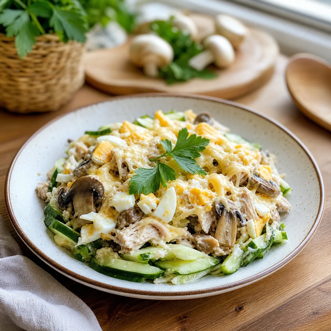 Курица с грибами для тех, кто любит сытный домашний вариант