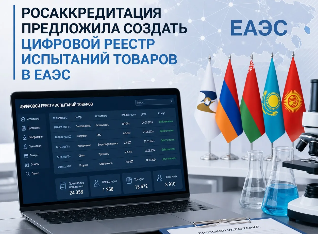💻 Росаккредитация предложила создать цифровой реестр испытаний товаров в ЕАЭС