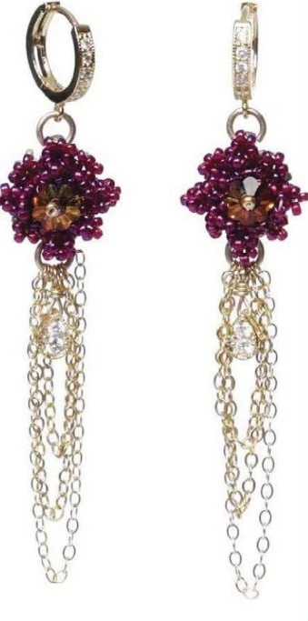 Серьги Petit Fiore

МАТЕРИАЛЫ:
1 г японского бисера олива размером 15° (А)
1 г весенней зелени шарло