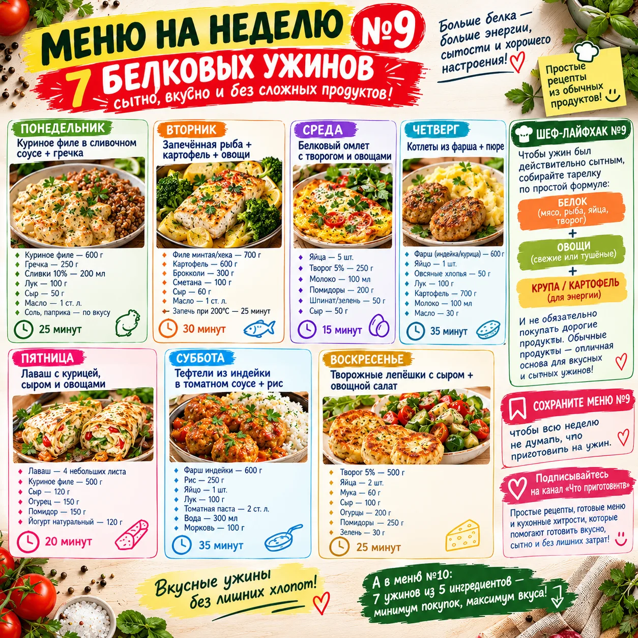 💪 МЕНЮ НА НЕДЕЛЮ №9