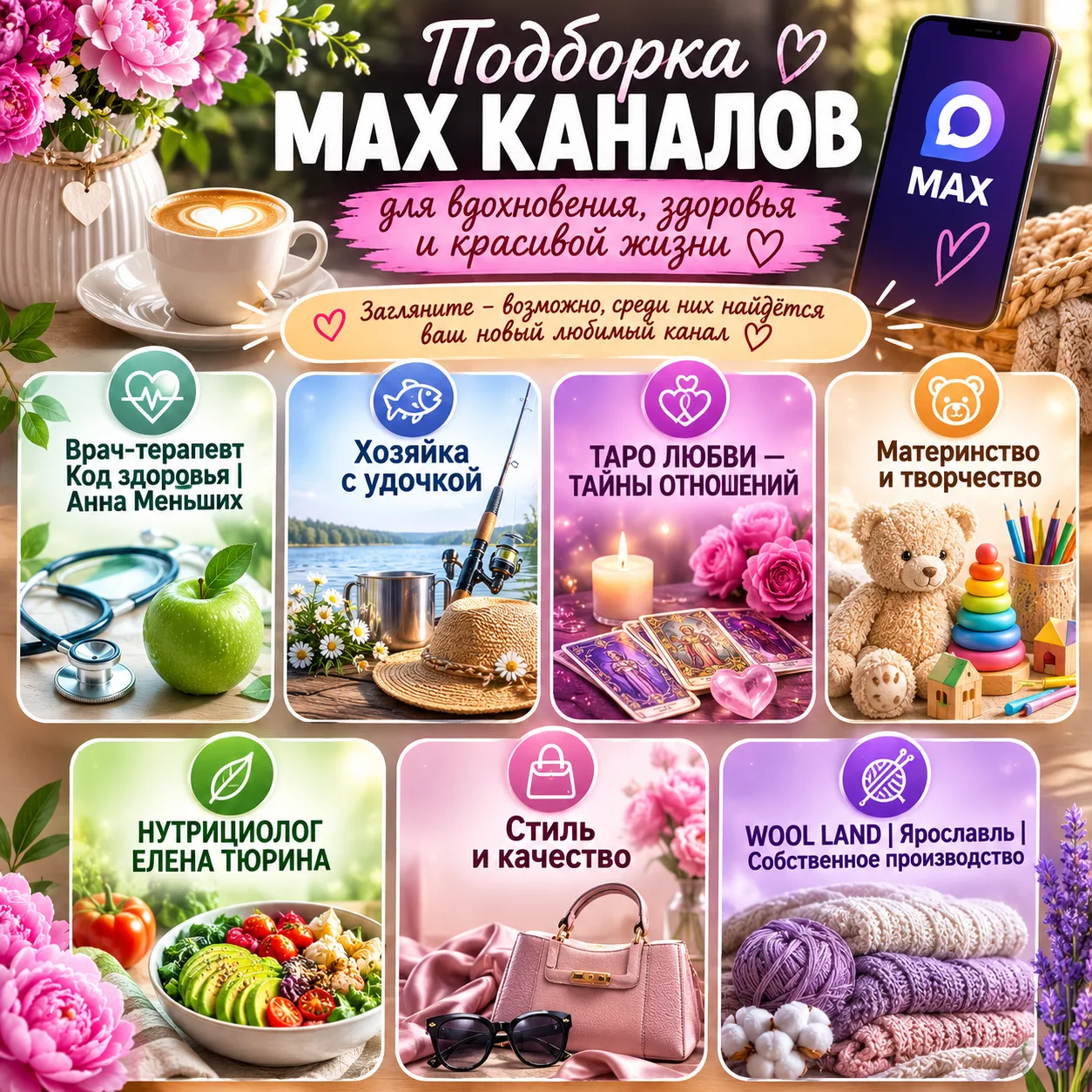 ✨ Подборка каналов для женщин — здоровье, материнство, стиль, уют и немного интересного...