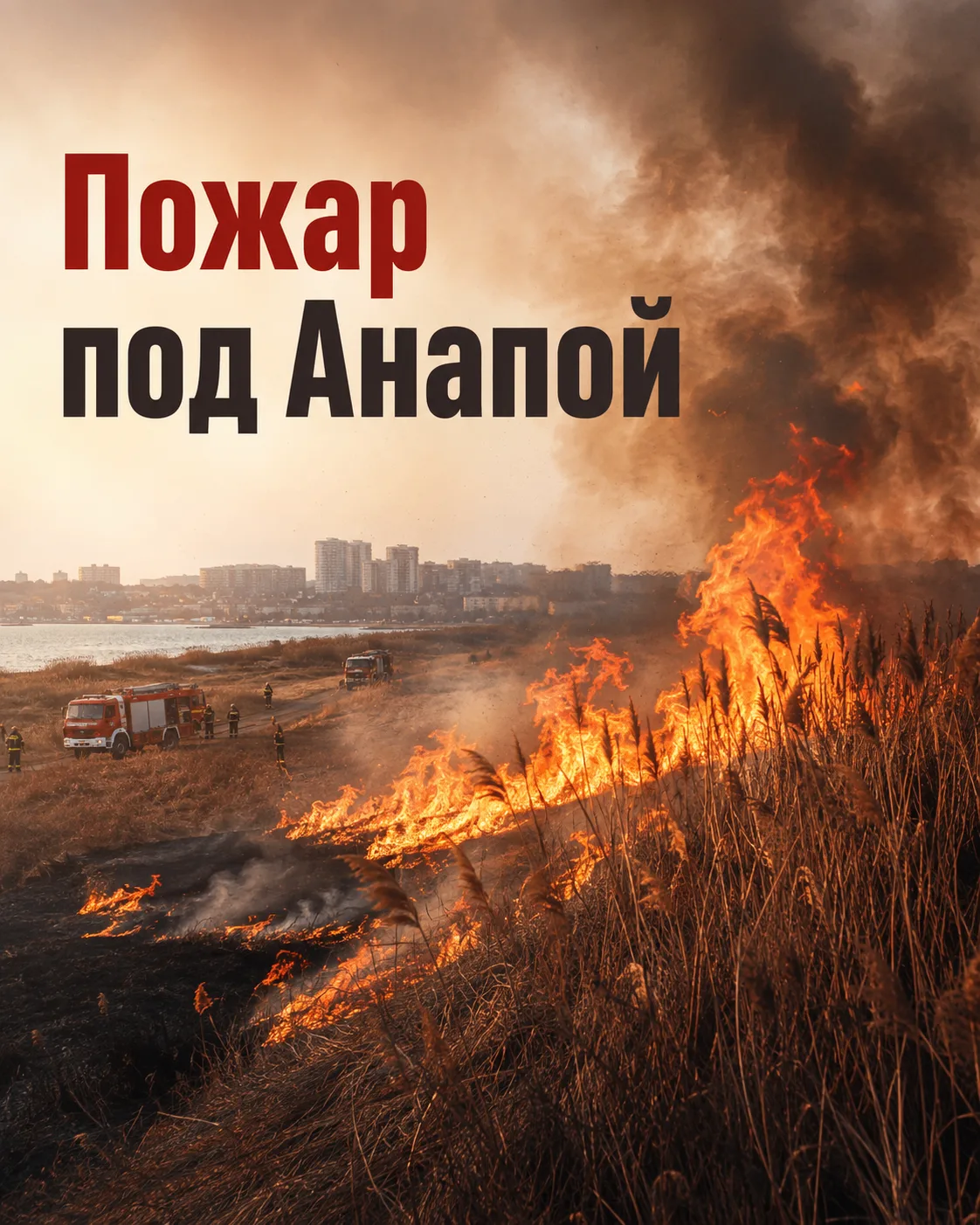 Крупный пожар под Анапой: огонь прошел около 25 гектаров
