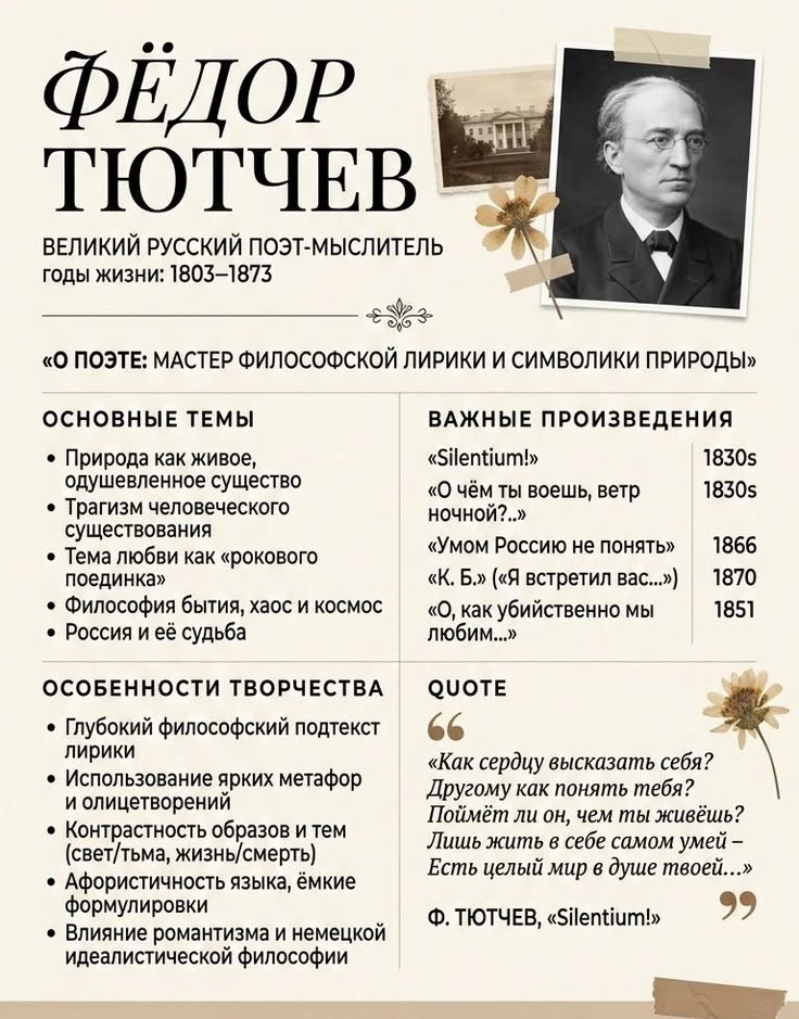 Фёдор Тютчев. Интересные факты 📚📖