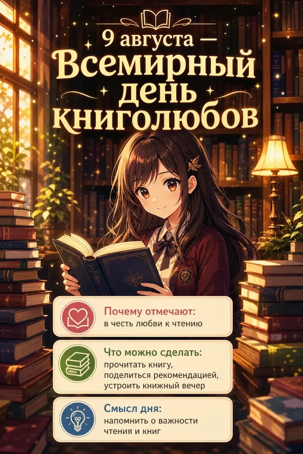 9 августа — Всемирный день книголюбов 📚