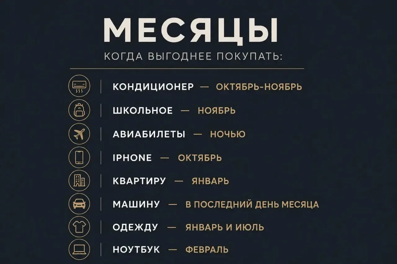 💸 Когда покупать вещи, технику, машину и даже квартиру, чтобы не переплачивать