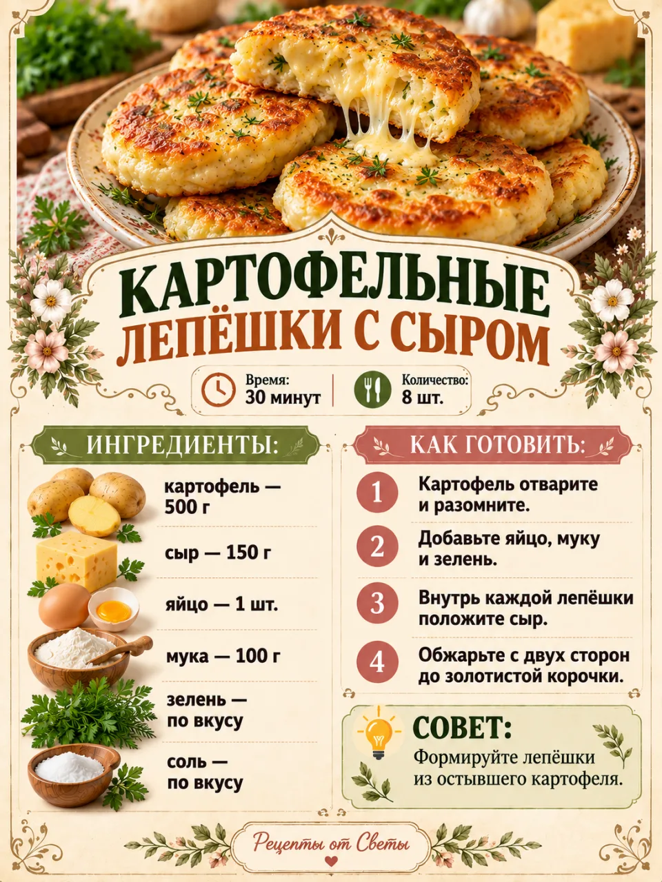 🥔 Картофельные лепёшки с сыром