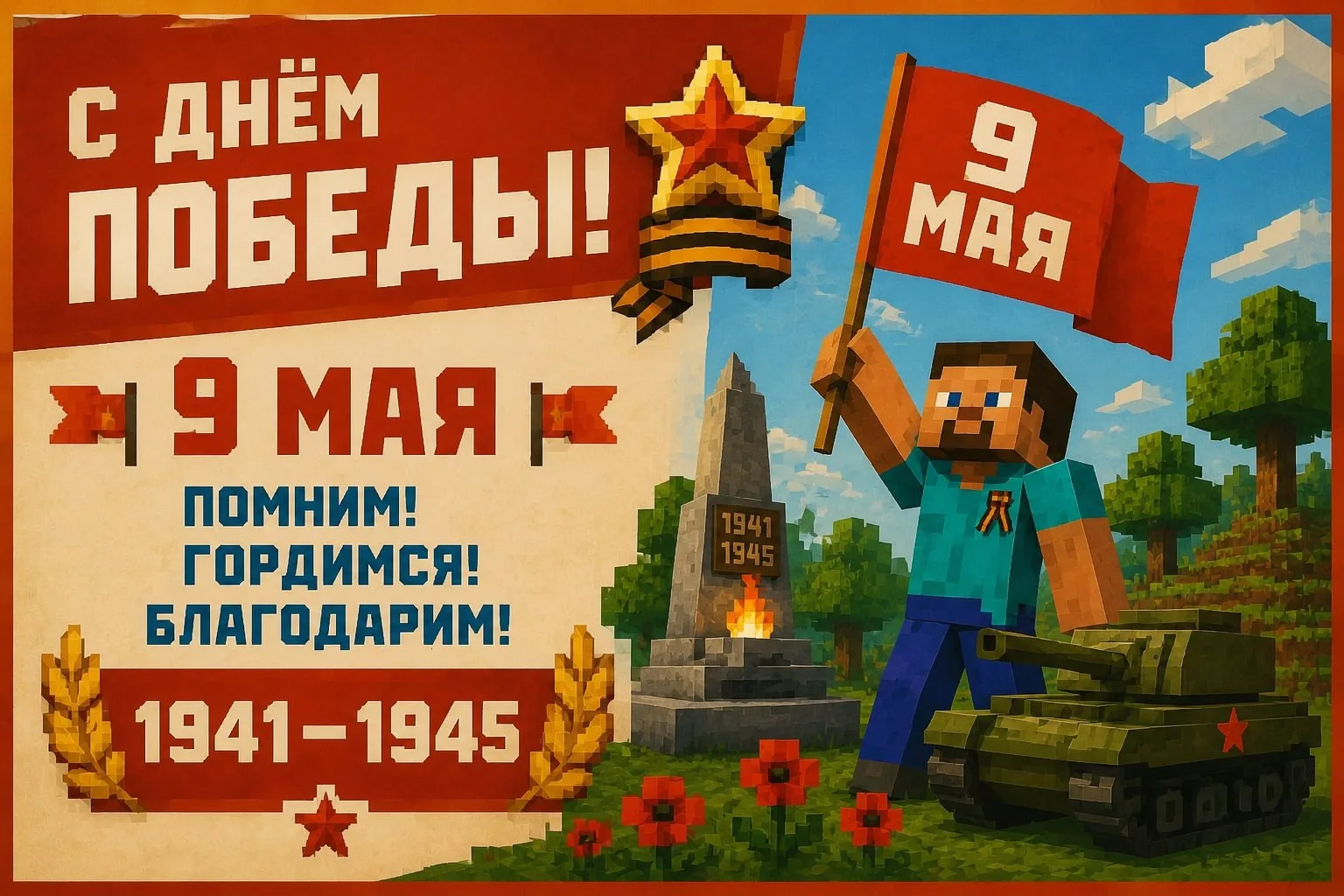С Днем Победы! Сегодня мы вспоминаем героев, отдавших свои жизни за мир и свободу. Чтим...