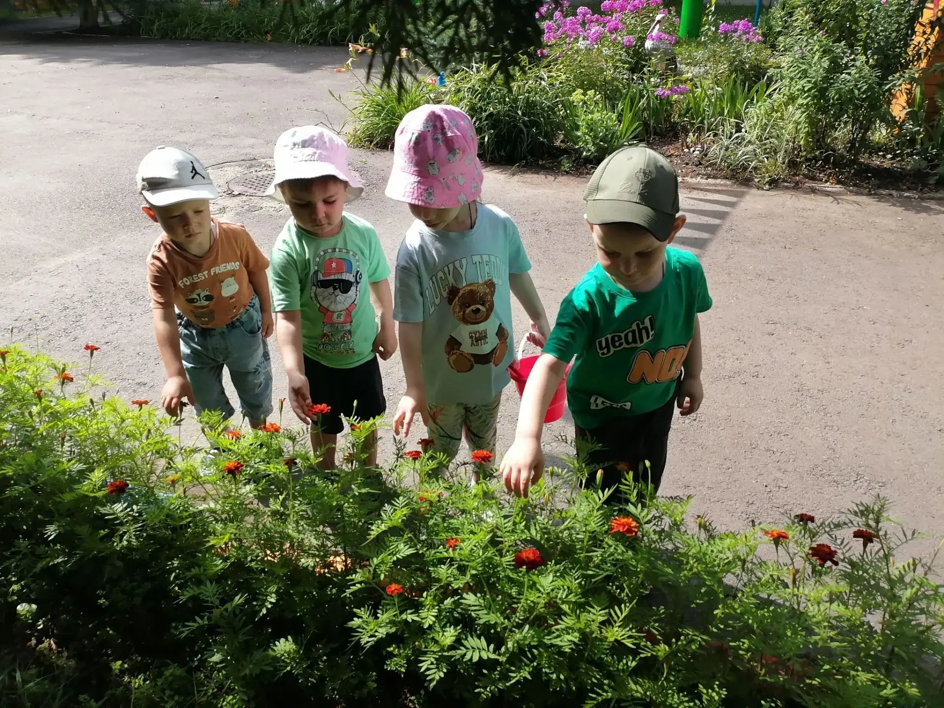 Сегодня малыши первой младшей группы знакомились с цветочной сказкой.
На прогулке они с интересом на