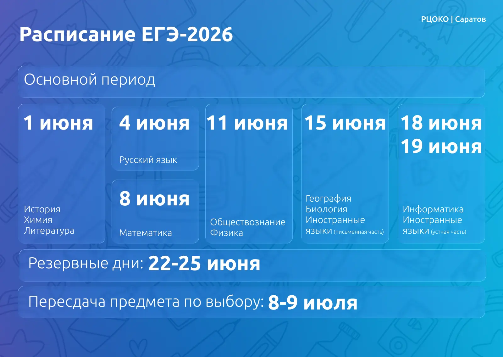 Основной период ЕГЭ‑2026 стартует уже совсем скоро. Чтобы вы могли спланировать подгото...