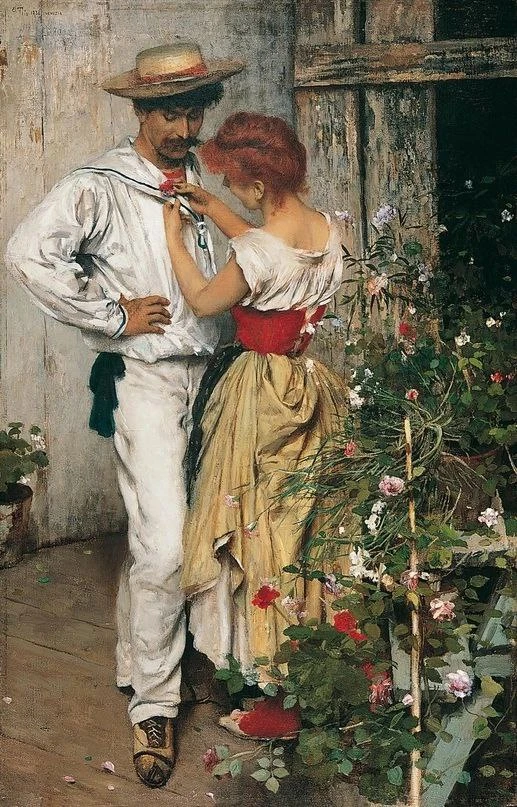 «Моя красная роза», итальянский художник Этторе Тито (1888 год).