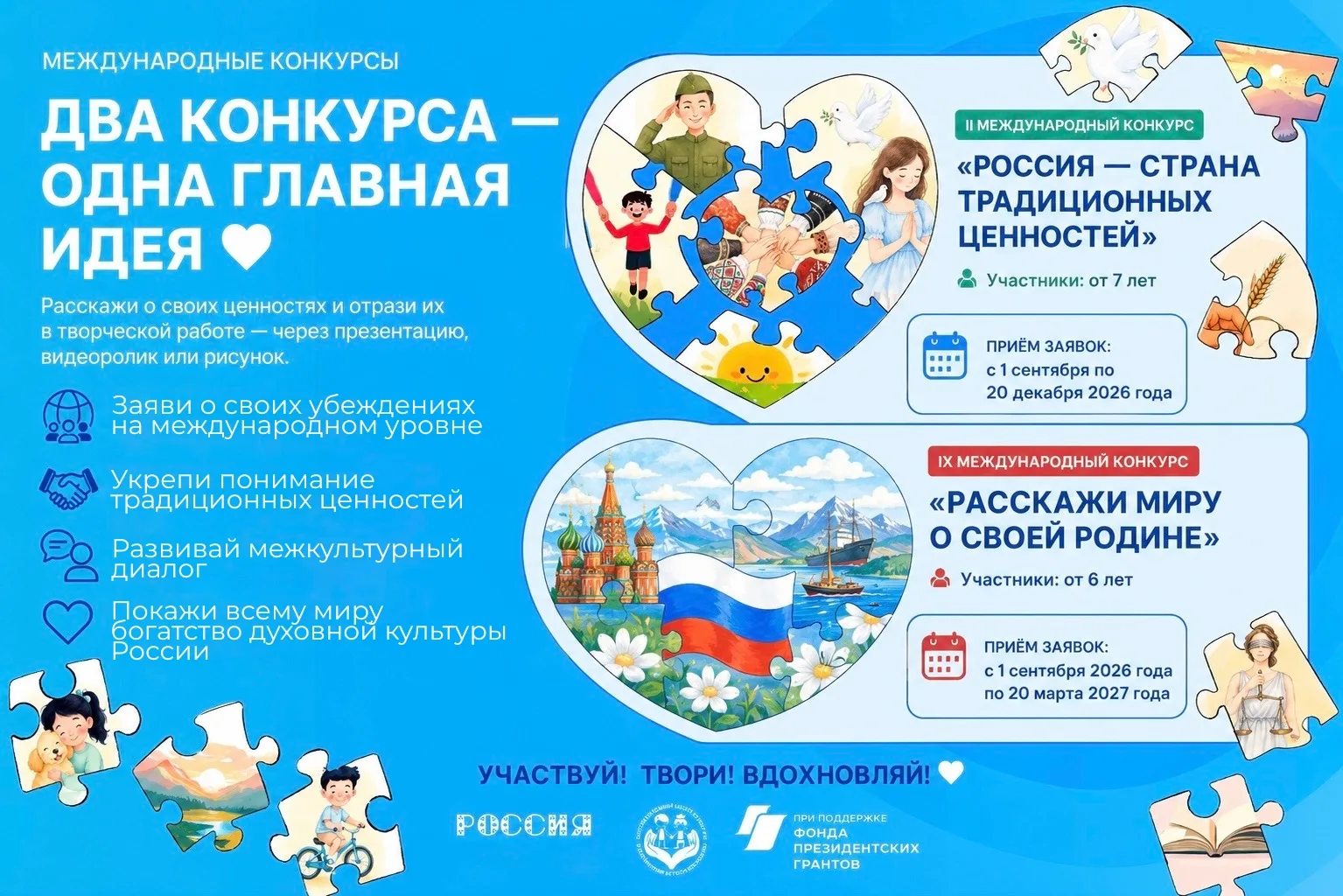 Международные конкурсы «Расскажи миру о своей Родине» и «Россия – страна традиционных ц...