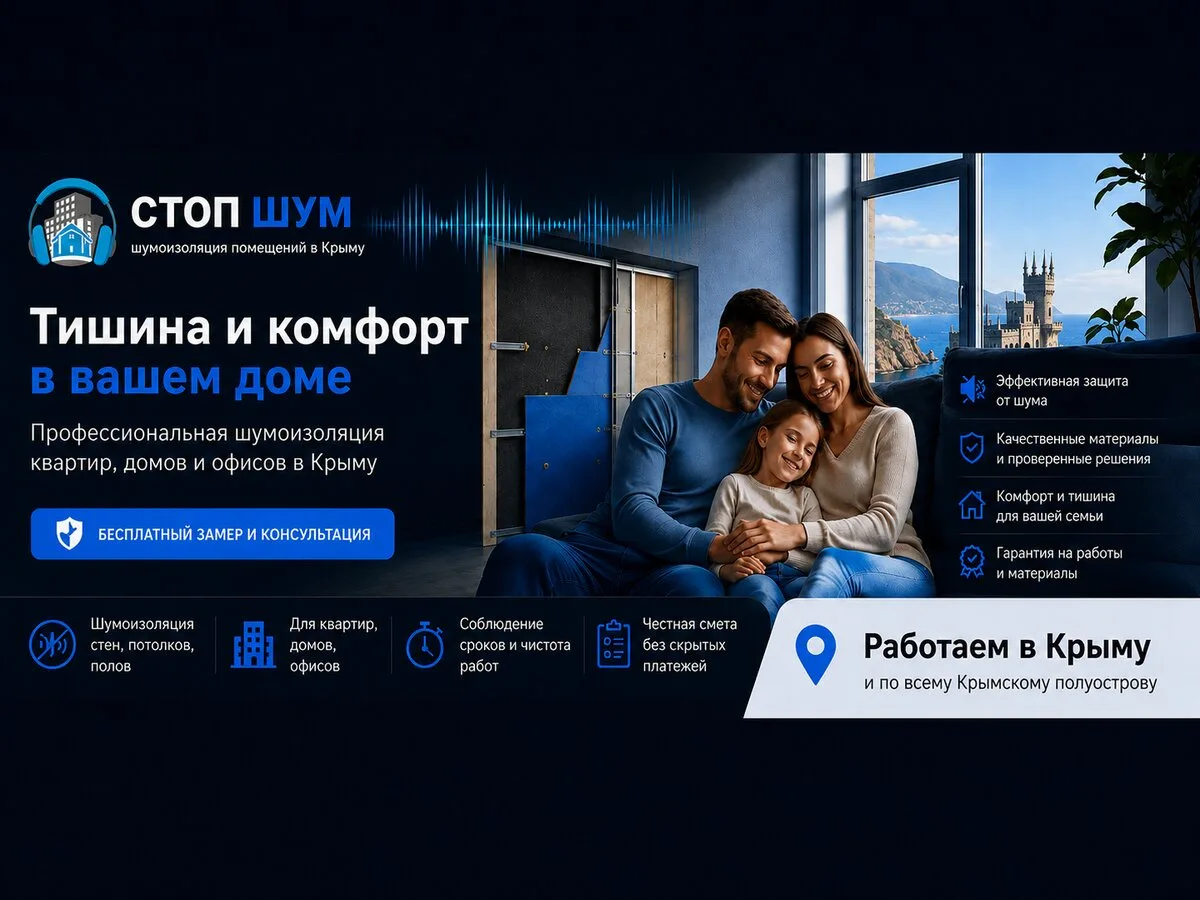 Современная шумоизоляция жилья в Крыму от Стоп Шум