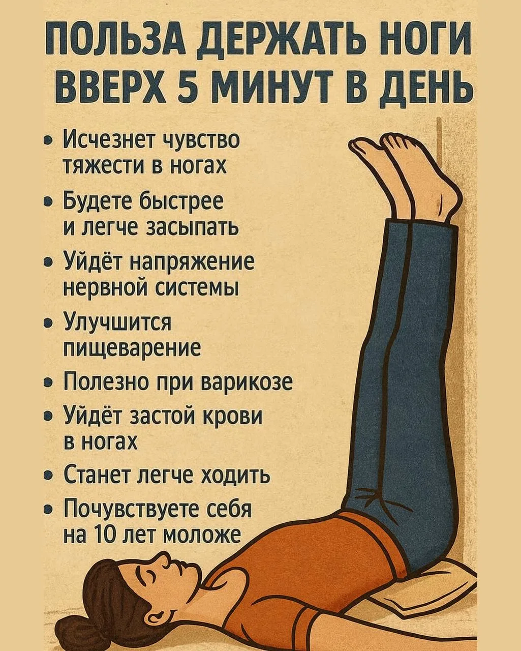 5 минут вверх ногами — естественное восстановление тела  Каждый день наши ноги носят нас десятки тыс