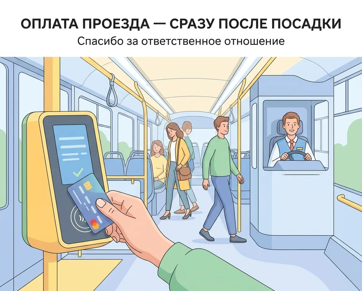 Спасибо за ответственное отношение к оплате проезда! 

Когда пассажир оплачивает проезд сразу после 