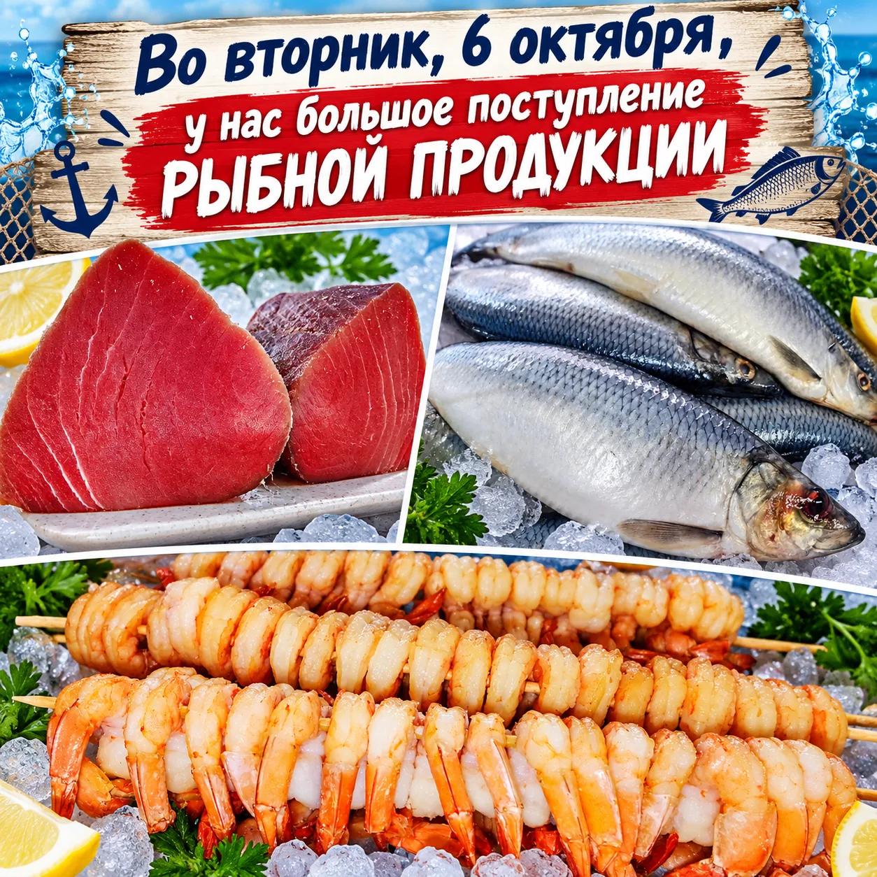 Во вторник, 6 октября, в продажу поступят новые партии копчёной КРЕВЕТКИ, слабосолёной ...