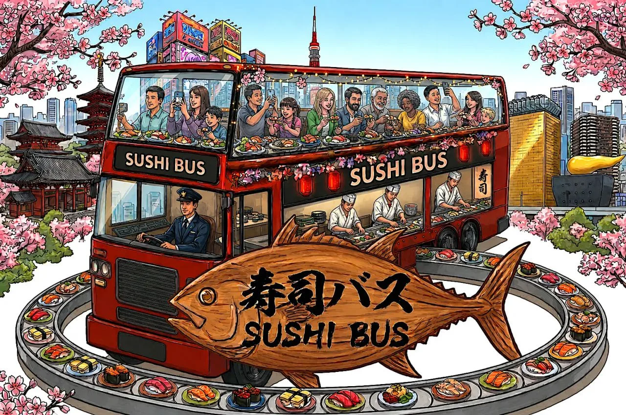 🇯🇵 В Токио с 10 октября запустят двухэтажный Sushi Bus с безлимитными суши.