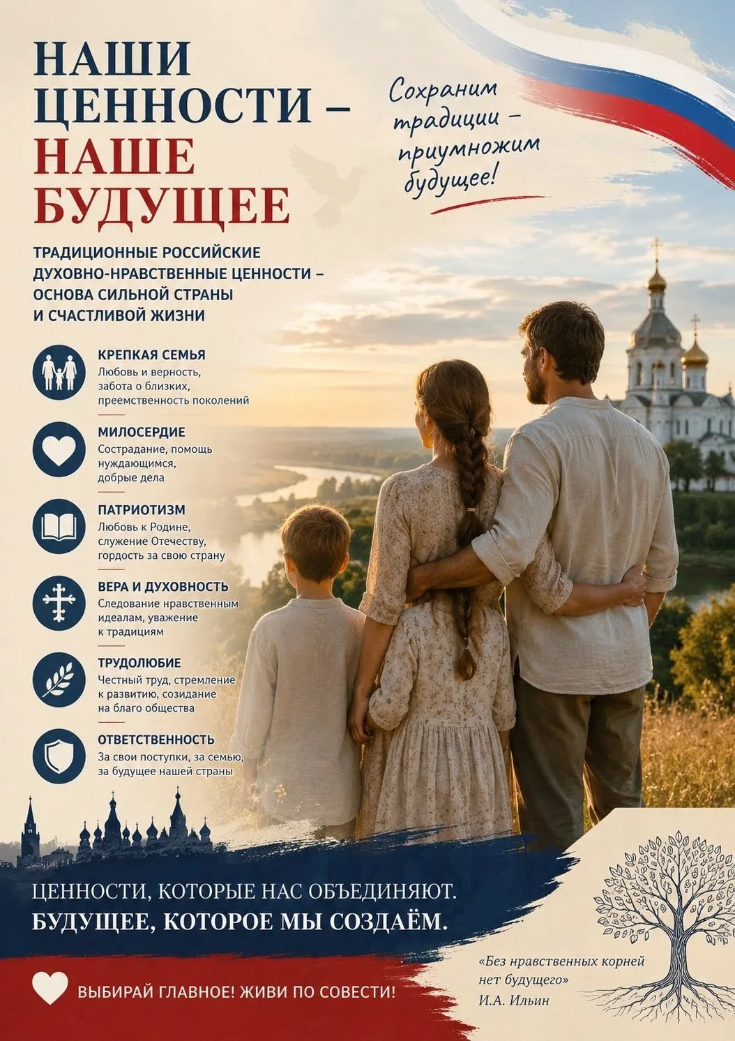 🇷🇺 Традиционные духовно-нравственные ценности — это основа крепкой семьи, сильного общества и проц