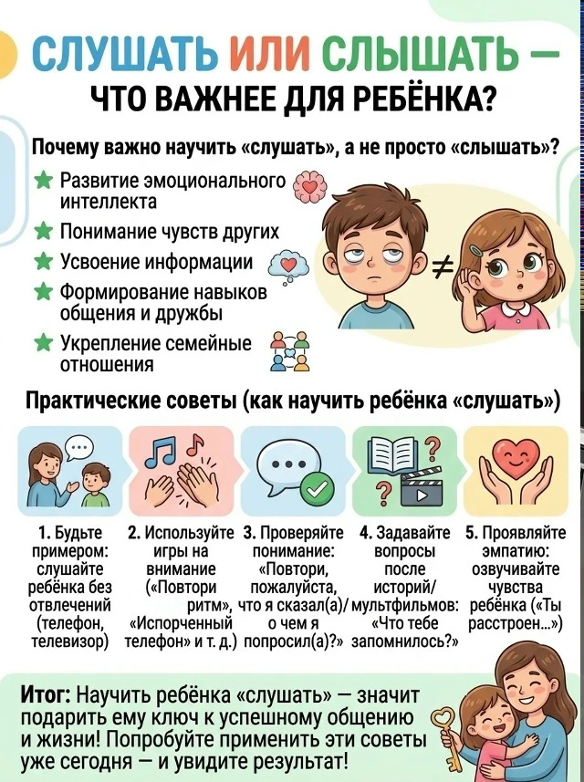 Дорогие родители! 😊

Бывало ли, что вы говорите ребенку : «Ты меня слышишь?», а он кивает — но прод