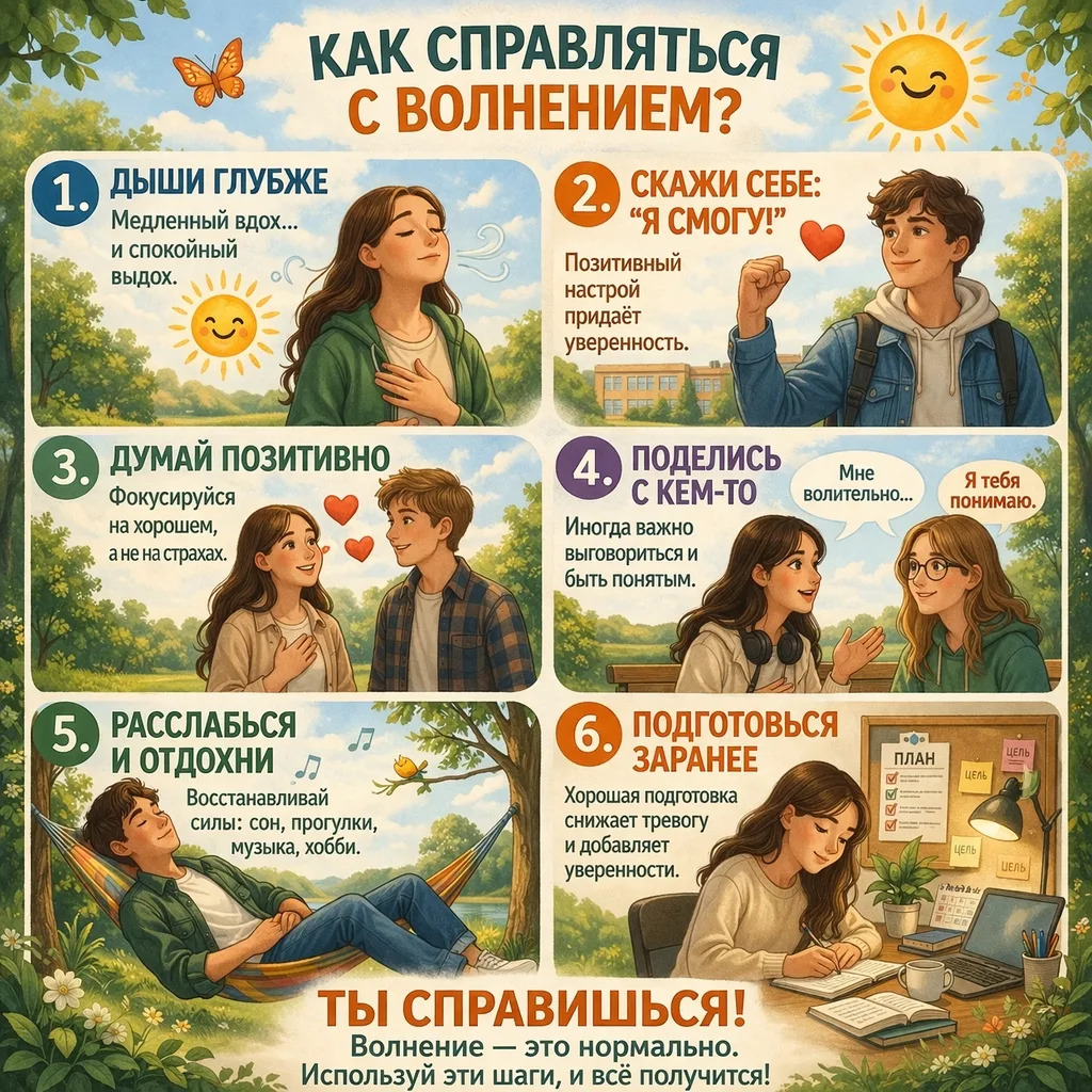 📢 Волноваться — это нормально! Рассказываем, как взять эмоции под контроль  Друзья, наверное, каждый