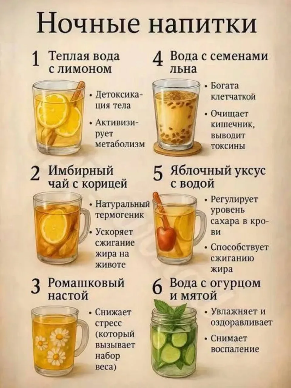 🌙 Вечерние напитки — как мягкий ритуал заботы о себе.  Тёплая вода, травяные настои или простые доба