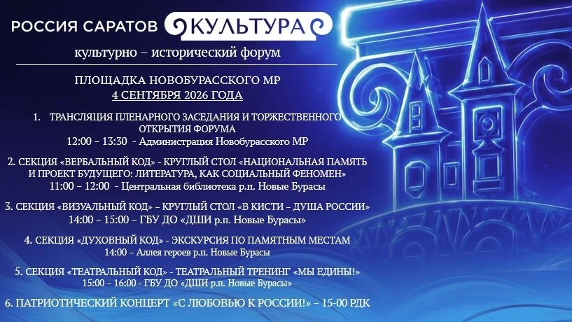 Приглашаем жителей Новобурасского района на культурно‑исторический форум «Россия. Сарат...