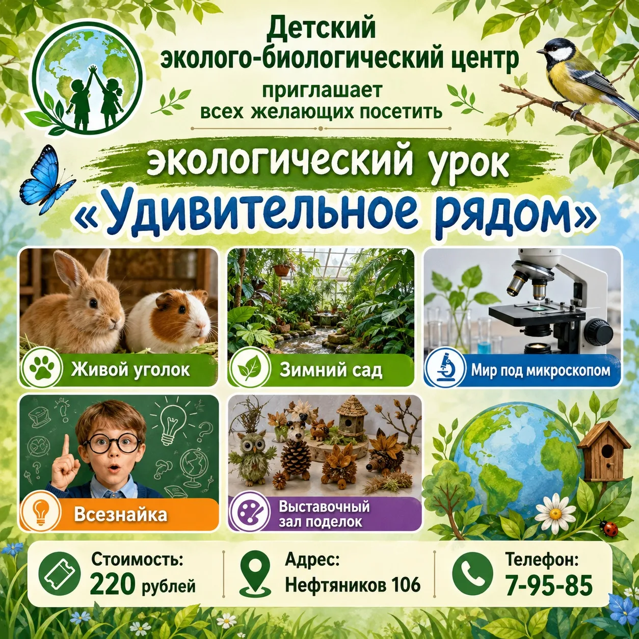 Детский эколого-биологический центр приглашает на познавательную программу! Подробнее по телефону в 