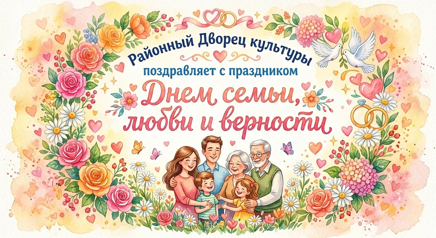 🎉 Районный Дворец культуры поздравляет всех с Днём семьи, любви и верности! 🎉